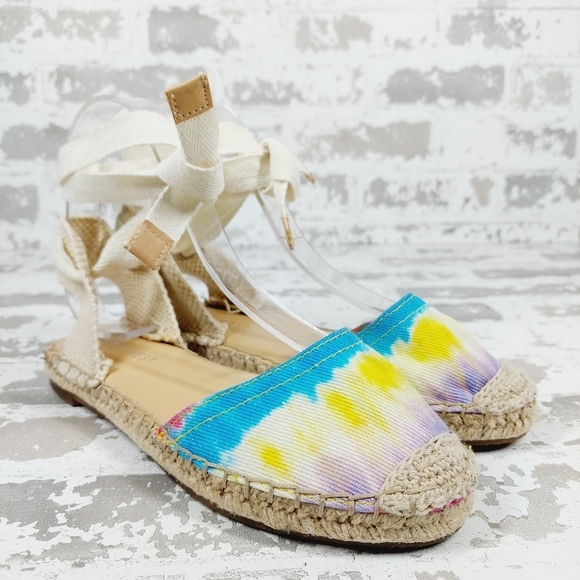 NEW Nine West Meow 7 Womens Canvas Padded Insole Tie Dye Espadrilles M954 - Picture 4 of 11